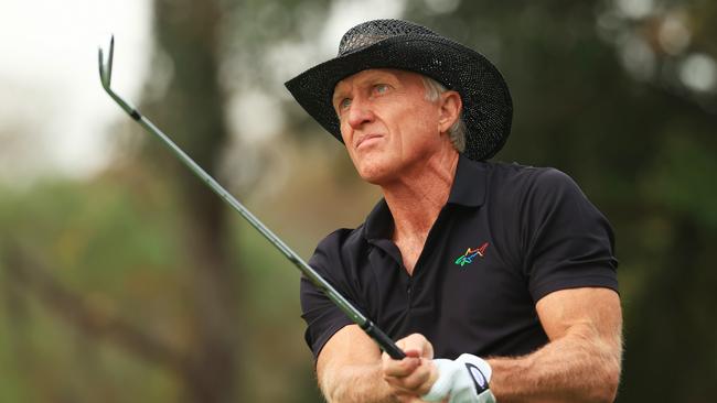 Greg Norman is leading golf’s rebel league. (Photo by Mike Ehrmann/Getty Images)