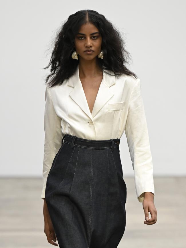 A model walks the runway during the madre natura show during Australian Fashion Week. Picture: Getty Images