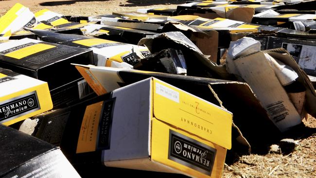 Cheap 2L cask wine is the choice of many who abuse alcohol in the NT. Picture: Chloe Geraghty