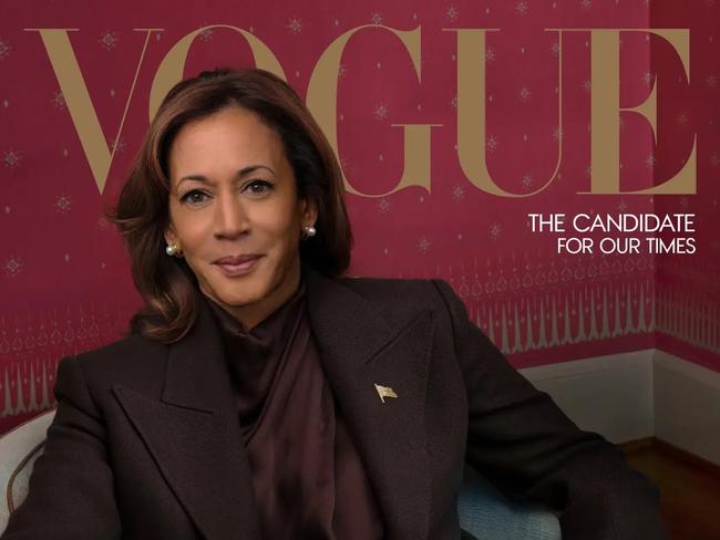 *EDITORIAL USE ONLY* Vice President and Democratic presidential nominee Kamala Harris appears on the cover of Vogue Magazine. Picture: Supplied