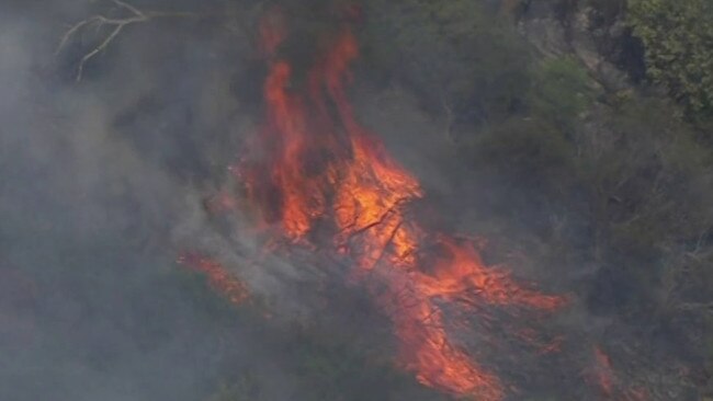 Residents were urged to leave as the grassfire raged in Beveridge. Picture: 7 News