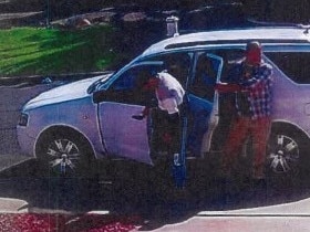 Andrew Greenaway (white shirt) caught stealing a car on CCTV