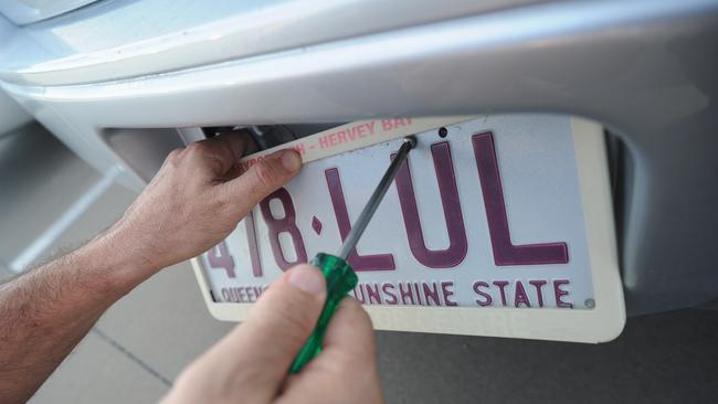 Barkle’s crashed car was found to have stolen licence plates on the front. Photo: Alistair Brightman / Fraser Coast Chronicle