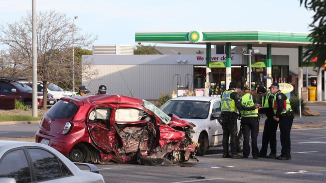 The crash scene in Parafield on Sunday. Picture: Dean Martin/AAP