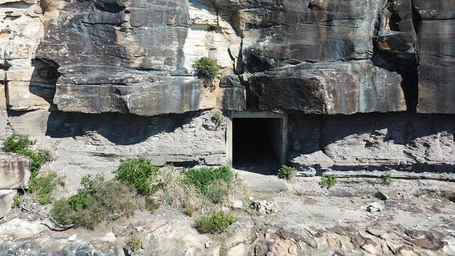 The entrance to the tunnel leading to the shaft down which soldiers climbed to reach the searchlight emplacements near the tip of North Head