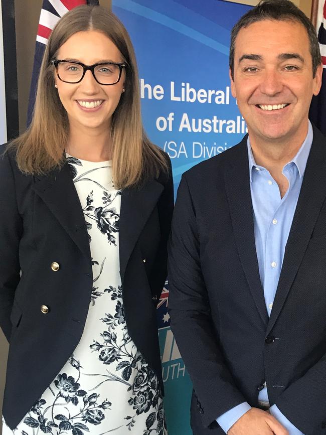 Jocelyn Sutcliffe with Premier Steven Marshall. Picture: Supplied