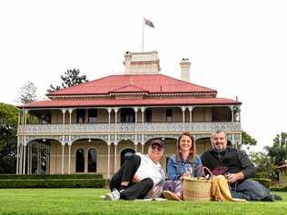 UNITY: Captain Mike Jarvis of Pterodactyl Helicopters, The Soul Nook Collective owner Taryn Ryan and Woodlands of Marburg director David Ritchie have joined forces to offering a new tourism package to helicopter onto the site for a picnic. Picture: Rob Williams