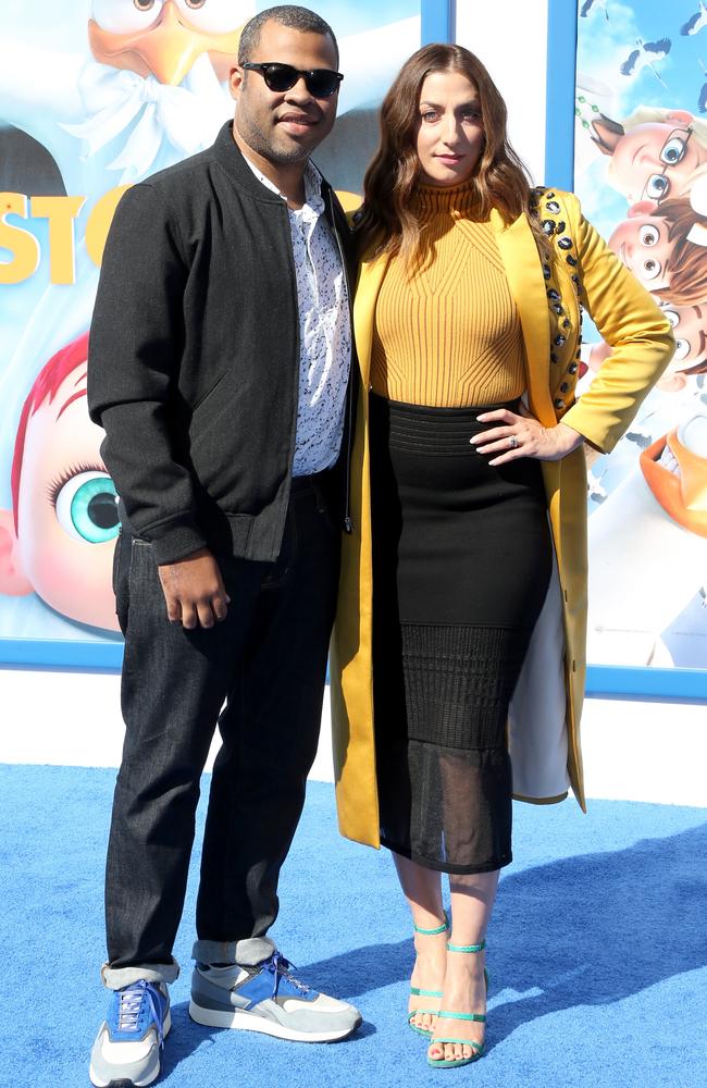 Peele with actor wife Chelsea Peretti, who is expecting their first child. Picture: Frederick M. Brown