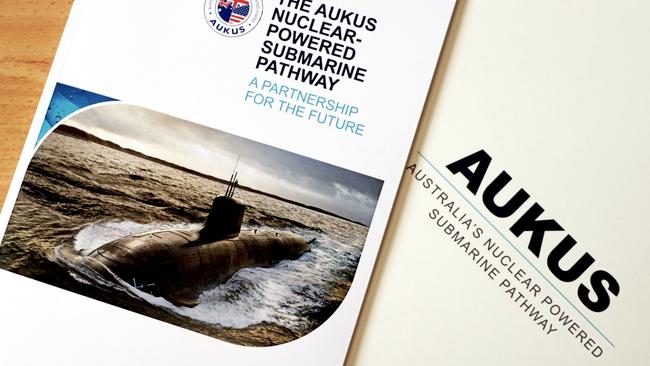 The public dossier made available following the AUKUS nuclear submarine agreement between Australia, the US and UK. Picture: NCA NewsWire/Nicholas Eagar