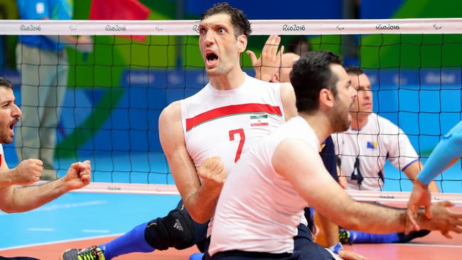 Morteza Mehrzadselakjani of Iran in the sitting volleyball gold medal match in Rio.