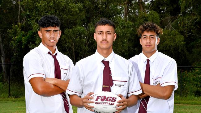 Nathaniel Tangimataiti,, Macauley Aoake, Tea-Rani Woodman Tuhoro Marsden SHS are rugby league young guns. Picture, John Gass