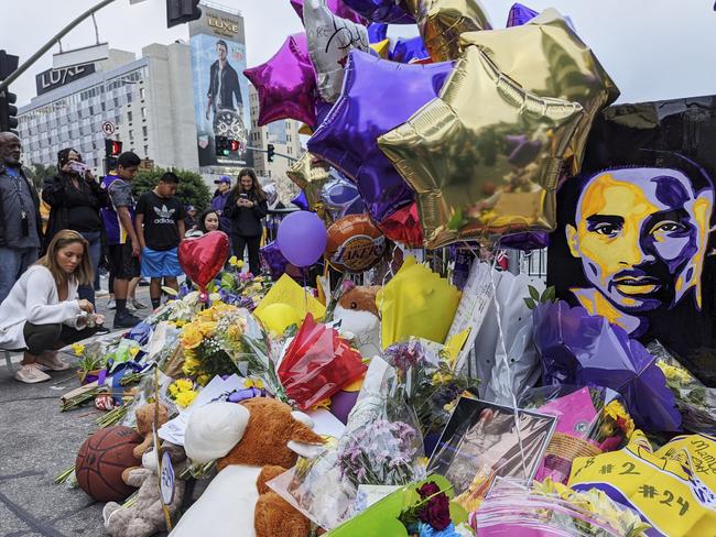 Fans at a memorial for the late Kobe Bryant. Picture: AP