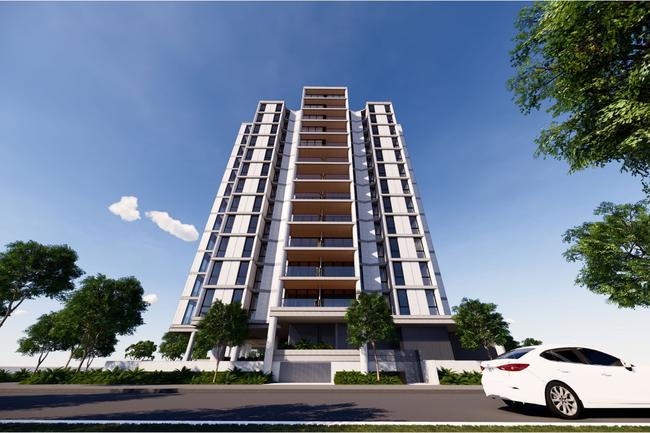 Artist impressions of a proposed 14-storey tower planned for Palm Beach by H&amp;F Property Group. Picture: Supplied