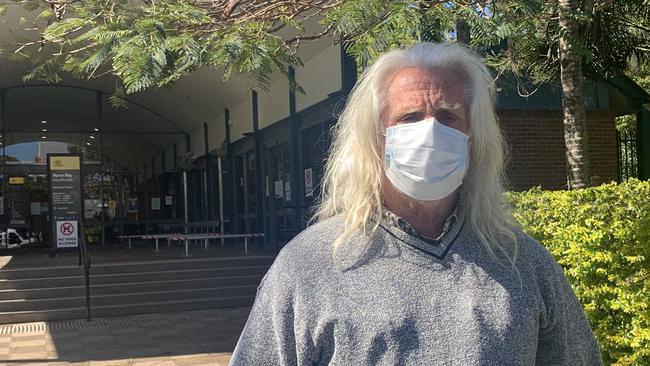 John Christopher Anderson, aka Fast Buck$, outside Byron Bay Courthouse on Monday, August 30, 2021. Mr Anderson has confirmed he will defend an allegation that he intimidated Byron deputy mayor Sarah Ndiaye. Picture: Liana Boss