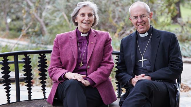 Visiting Archbishop of Canterbury Justin Welby with Archbishop of Perth Kay Goldsworthy in the West Australian capital on Friday. Picture: Supplied