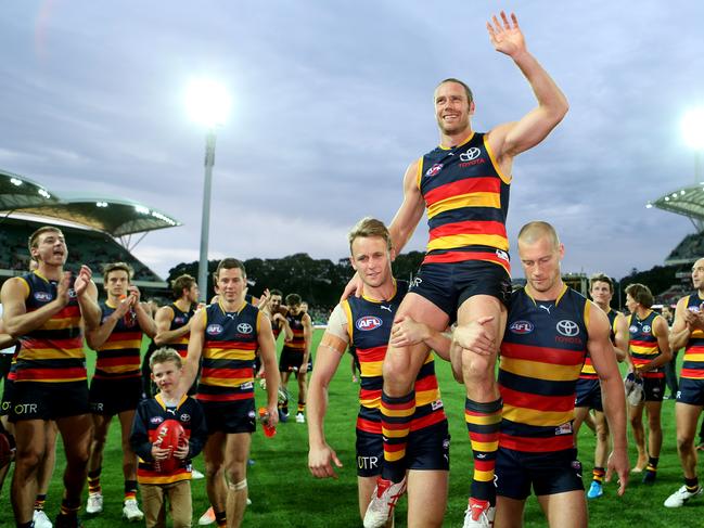 Former star Adelaide defender and current Essendon assistant Ben Rutten is favourite to replace Don Pyke as coach of the Crows for 2020. Picture: Sarah Reed.