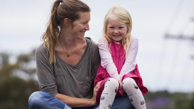 Kate Molony with daughter Isla, 4 at their home in Maroubra Junction. Picture: Jenny Evans