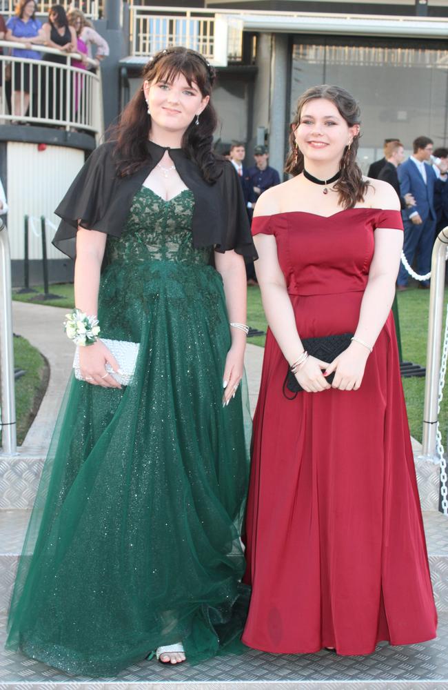 Audrey Flynn and Nahriah Thompson at the 2023 Bundaberg North State High School Prom.