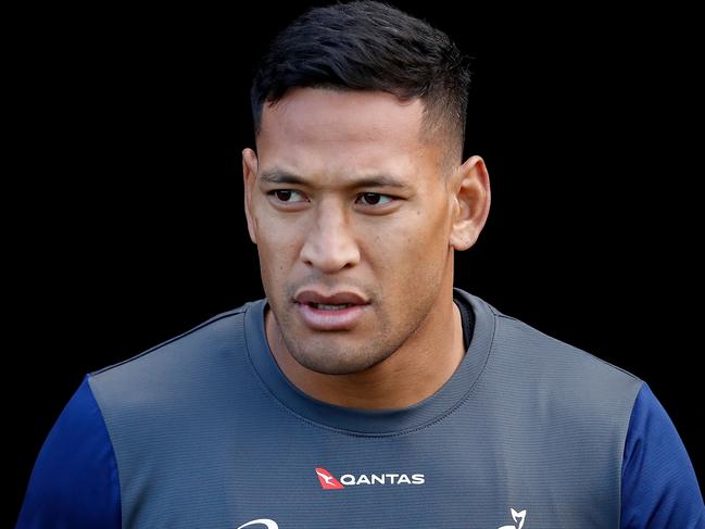 SYDNEY, AUSTRALIA - JUNE 19:  Israel Folau during an Australian Wallabies training session at Leichhardt Oval on June 19, 2018 in Sydney, Australia.  (Photo by Jason McCawley/Getty Images)