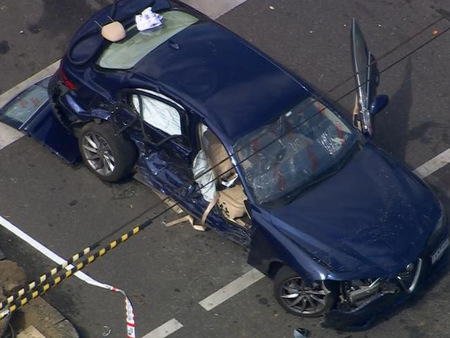 Ahmed was driving a Volkswagen when he crashed on Lygon St / Elgin St in Carlton. Picture: Supplied/ 7News