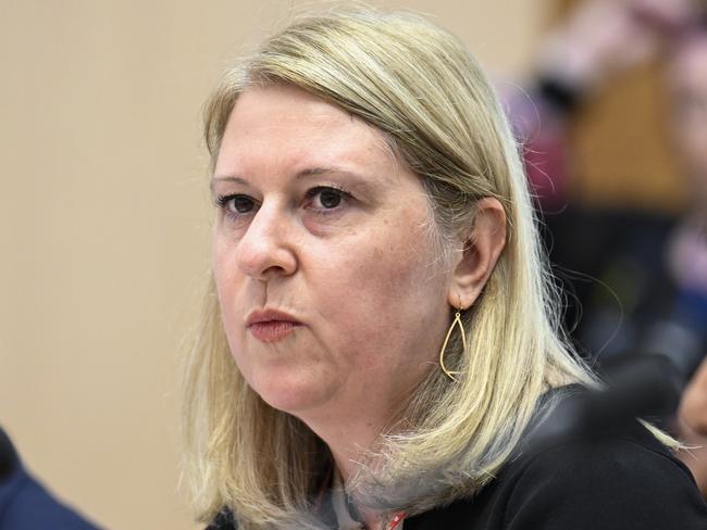 CANBERRA, AUSTRALIA  - NewsWire Photos - February 25 2025: ABC acting Managing Director and CFO, Melanie Klyne appears at the Environment and Communications Legislation Committee Estimates at Parliament House in Canberra. Picture: NewsWire / Martin Ollman