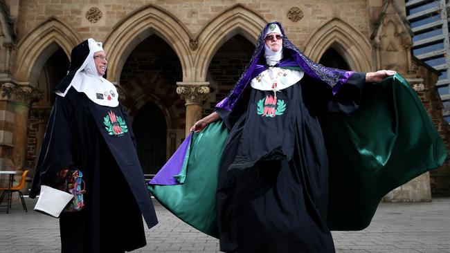 Two members of the protest ‘order’, the Sisters of Perpetual Indulgence. Picture: Calum Robertson