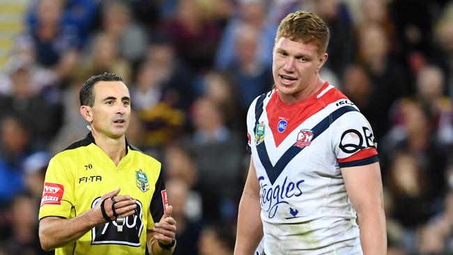 Roosters enforcer Dylan Napa is sent off to sin bin.