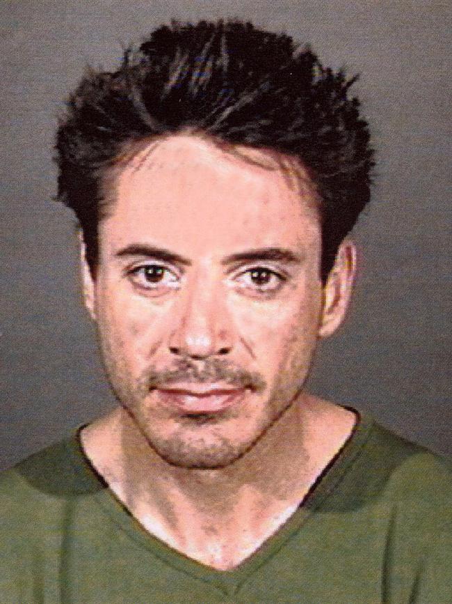 A mug shot of actor Robert Downey, Jr. is taken on April 24, 2001 in Culver City, CA. The actor was arrested by officers of the Culver City Police Department for being under the influence of a controlled substance. (Photo by Liaison)