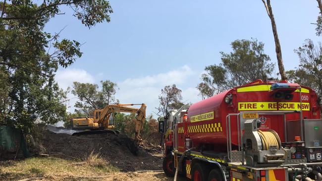 NSW Fire and Rescue attend Mt Ku-ring-gai site to make it more safe after reports of fires. Picture: Cr Nathan Tilbury