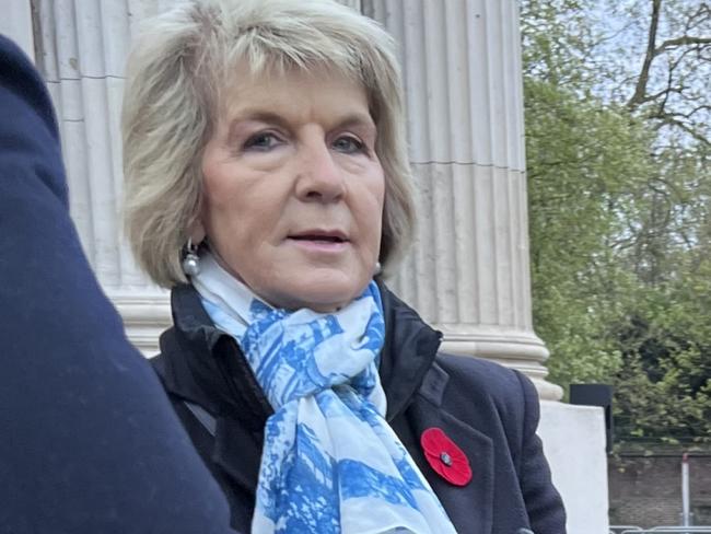 Picture of Julie Bishop and high commissioner Stephen Smith at London dawn service.Pictue Danielle Gusmaroli