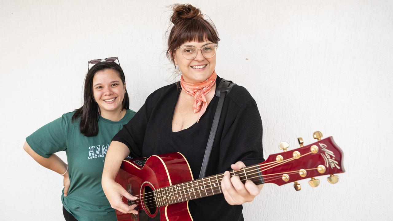 Vanessa Muller (left) performing as V Miiller with Sue Ray after providing the music (separately) at the Indigenous Artisan Markets at The Lighthouse, Saturday, December 17, 2022.