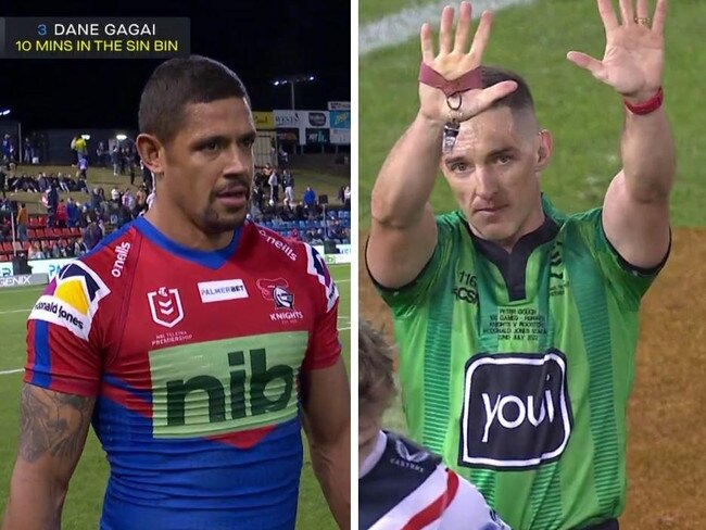 Dane Gagai is sent to the sin bin.