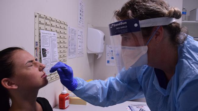 A patient is tested for coronavirus at the COVID19 clinic at St Vincent's Hospital in Sydney. Source: Supplied