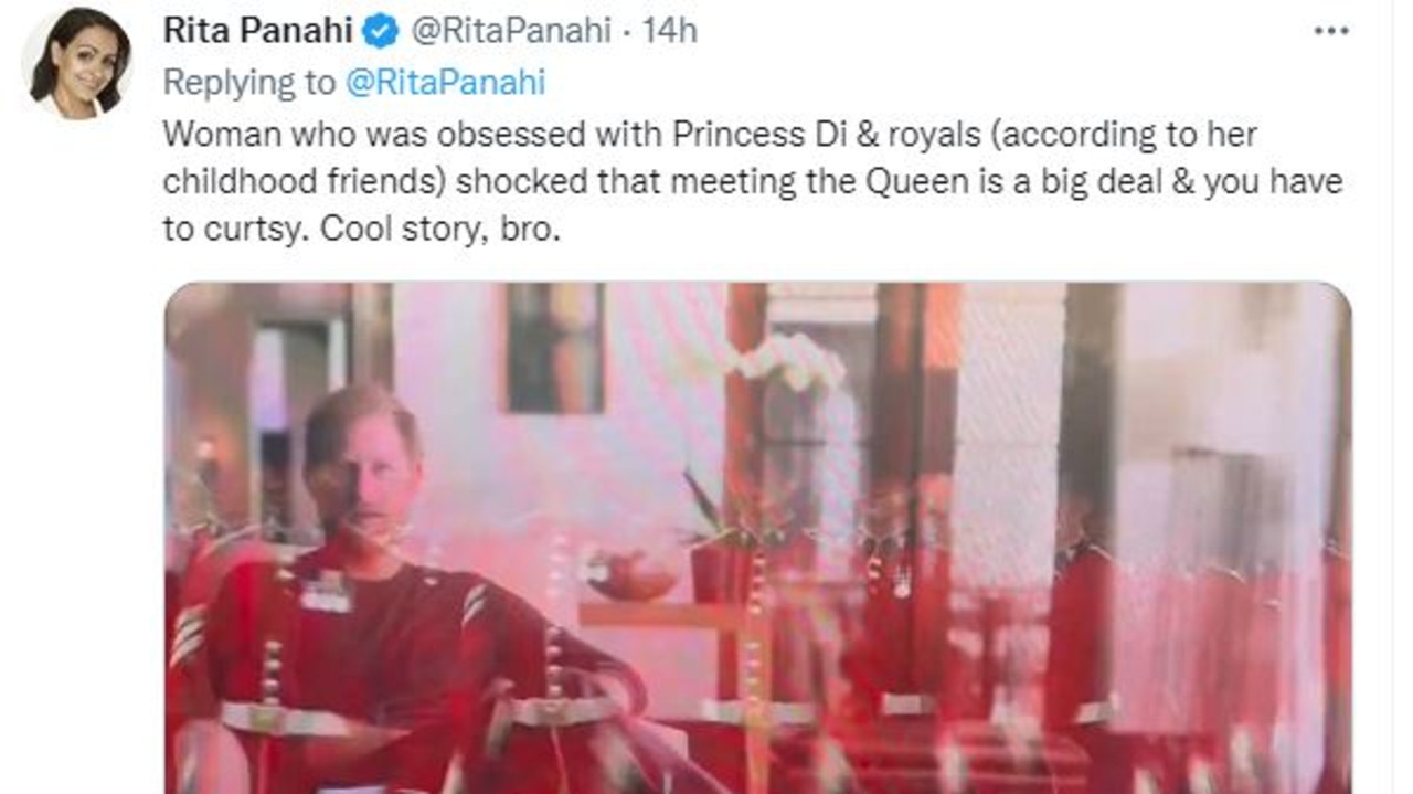 The Herald Sun columnist blasted Meghan in a second tweet. Picture: Twitter/Rita Panahi