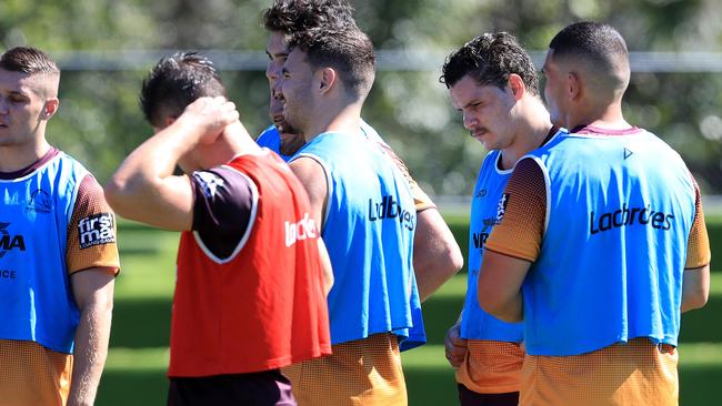 James Roberts wears the blue vest at training this week. Picture: Adam Head