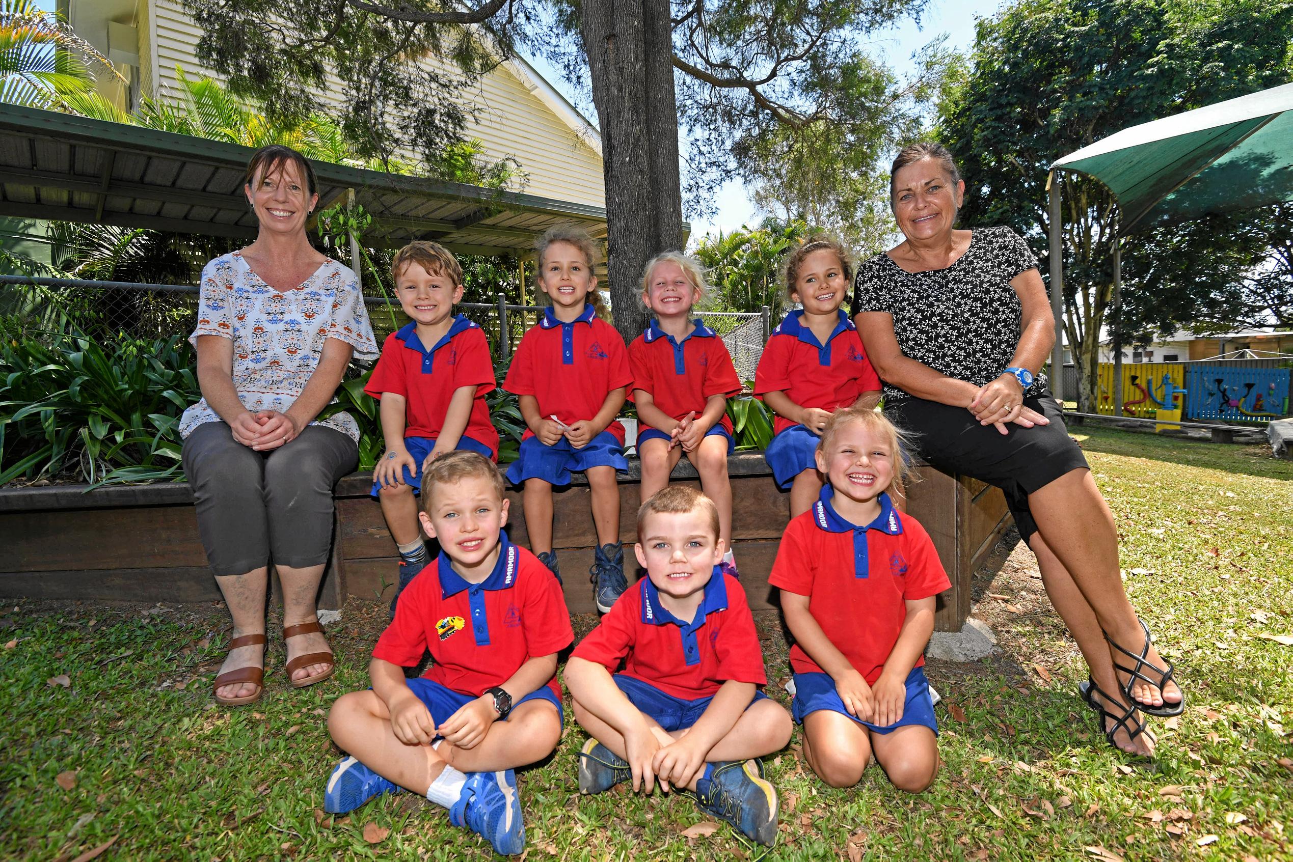 Amamoor State School - Front row L to R- Brady Parker , Robbie Daley, Alaska MacFarlaneSecond Row L to R : Teacher Mrs Sally Meredith, Lachlan Bennett , Roisin White , Indi Mitchell, Veronica White,  Teacher Aide: Mrs Donna Story. Picture: Troy Jegers