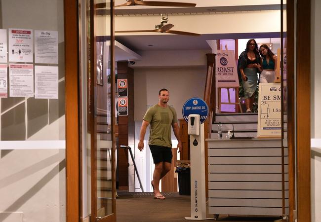 Roosters players at the Clovelly Hotel. Picture: Flavio Brancaleone