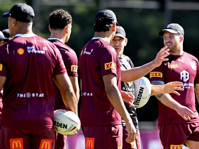 Dane Gagai coach Billy Slater (second from right) is driving a ‘whatever it takes’ mentality.