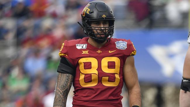 Matt Leo racked up 33 total tackles and three sacks during 30 college games to attract the attention of NFL recruiters. Picture: Roy K Miller/Icon Sportswire via Getty Images