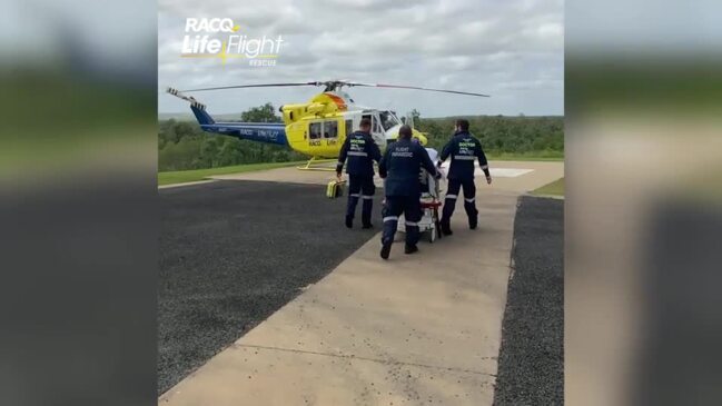 A toddler has been flown to Bundaberg Hospital with a reported snakebite 