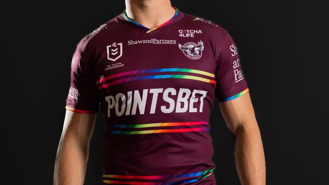 The pride jersey at the centre of the Manly Sea Eagles controversy. Picture: Manly Digital