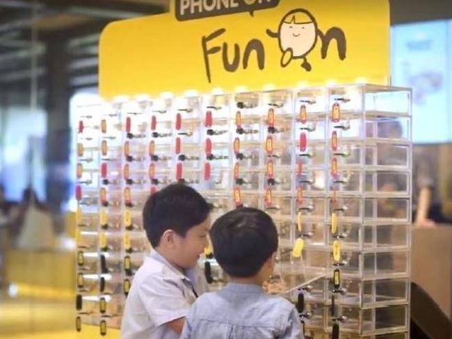 McDonalds has introduced phone lockers in Singapore. Picture: McDonalds Singapore