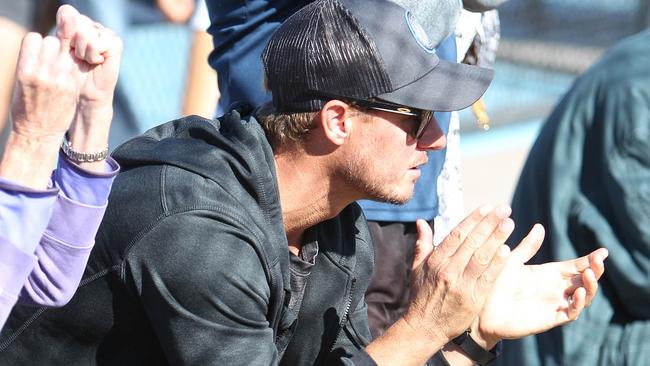 Lleyton Hewitt cheered on his son Cruz Hewitt. Pic Mike Batterham