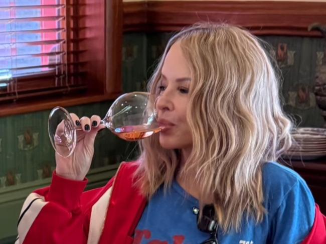 Kylie enjoys a drop at Penfolds