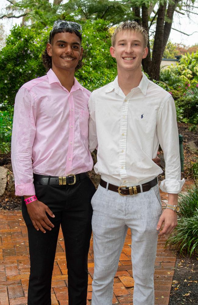 (From left) Mason Watson and Caleb Seng. Weetwood Raceday at Toowoomba Turf Club. Saturday, September 28, 2024. Picture: Nev Madsen.