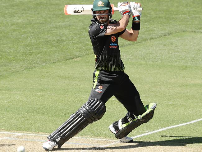 Glenn Maxwell plays a shot against Sri Lanka.