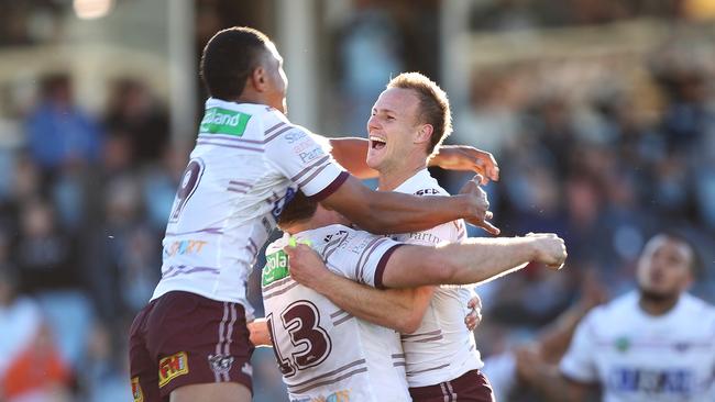 Daly Cherry-Evans nailed a clutch field goal to win Manly the game. Picture: Brett Costello