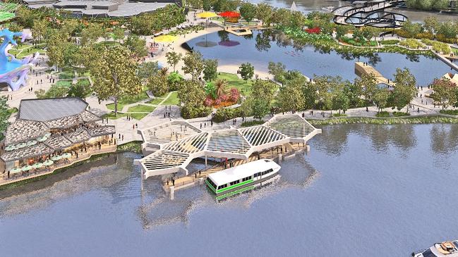 Artist impressions of the ferry terminal at the Home of the Arts (HOTA) at Evandale