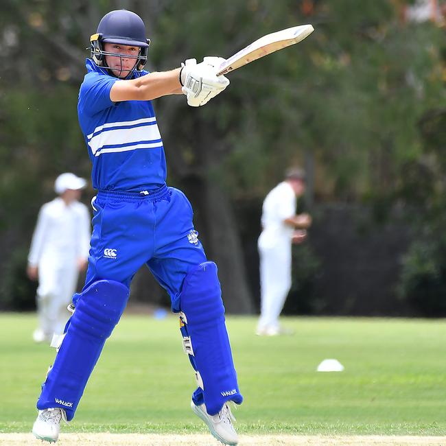 Nudgee College Milan Skaria GPS First XI cricket between Brisbane State High School and Nudgee College Saturday February 1, 2025. Picture, John Gass