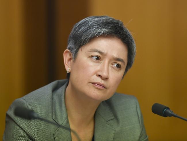 The leader of the Opposition in the Senate Penny Wong speaks during Senate estimates at Parliament House. Picture: AAP